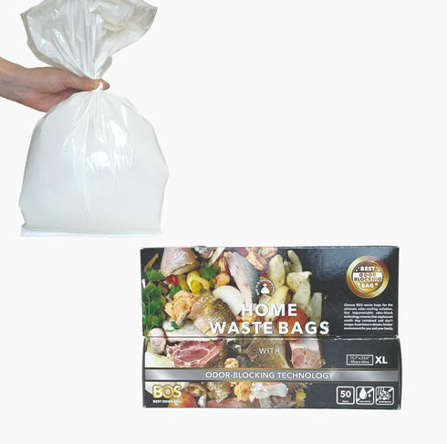 BOS Odor-Sealing Kitchen, Home & Food Small Trash Bags, Disposable Bags, Scent & Smell Free (50 Bags) [Size XL, Color
