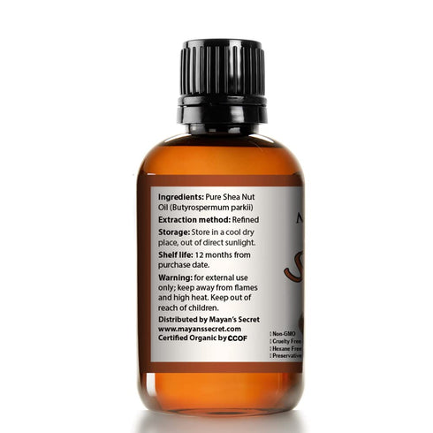 Mayan's Secret USDA Certified Organic Shea Nut Oil - Natural Undiluted Cold Pressed for Skin, Hair, Lips, and Nails