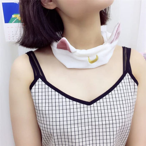 Ziper Usagi Moon Cute Cat Hairband Cosmetic Shower Headband (White)