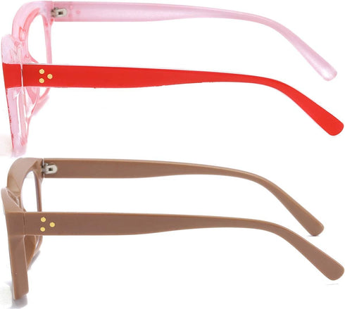 REAVEE 2 Pack Oprah Style Oversized Reading Glasses - Blue Light Blocking Retro Square Readers for Women Men