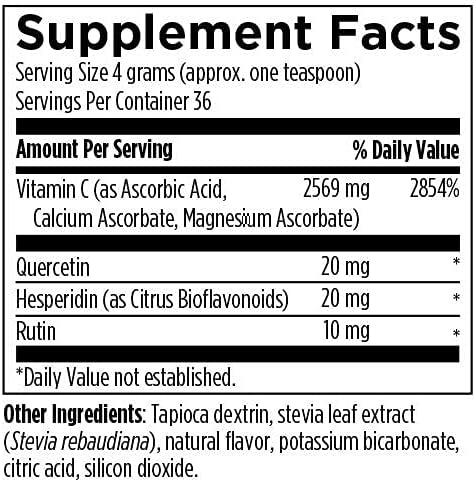 Designs for Health C+BioFizz Fizzy Vitamin C Drink Powder - High Potency with Bioflavonoids, Vegan (36 Servings / 144g)