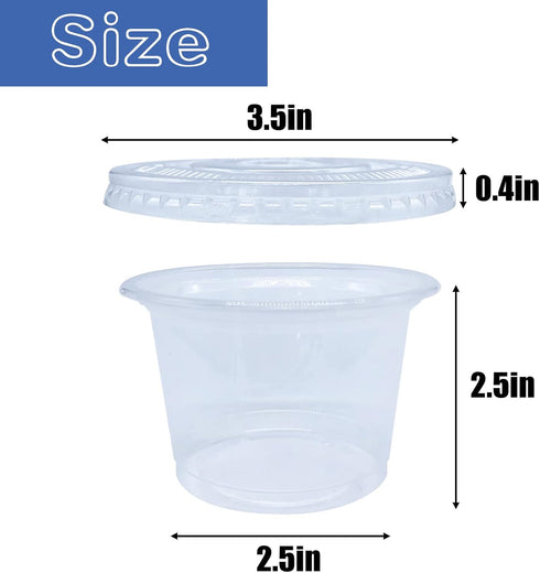 Qinsihwn 50 Pack 8 OZ Disposable Plastic Cups with Lids,Clear Portion Cups with Flat Lids,Disposable Clear Ice Cream
