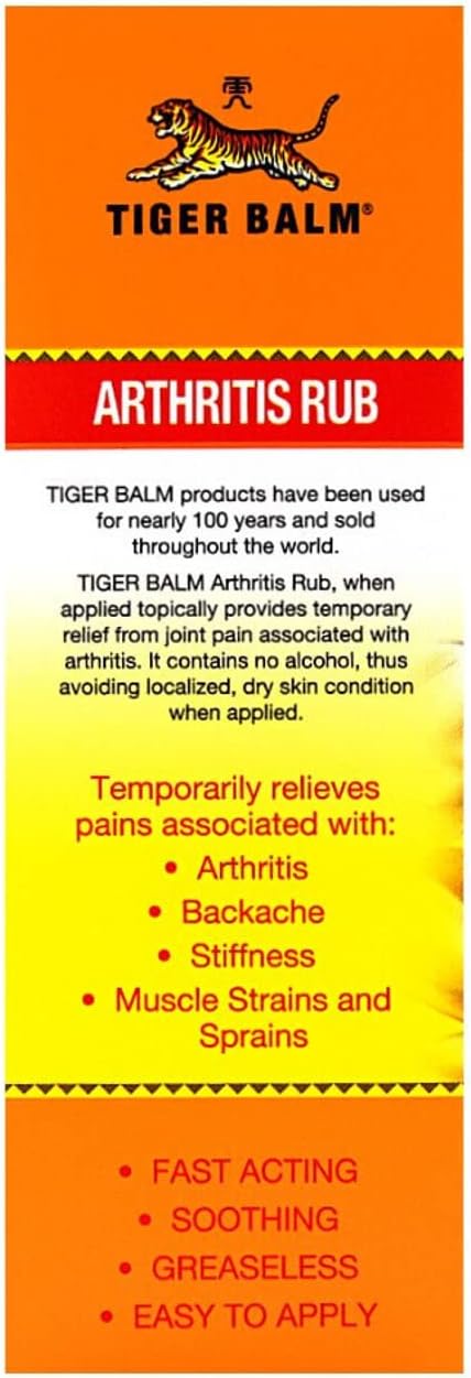 Arthritis Rub by Tiger Balm, 4 oz. – Sore Muscle and Joint Relief Cream, 2 Pack