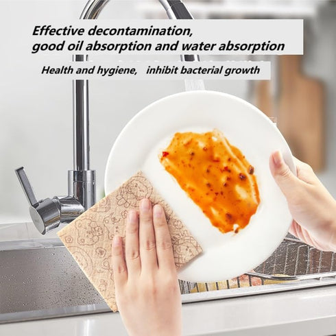 Reusable Bamboo Kitchen Paper Towels, Unbleached Bamboo Fiber, Thickened 4 Rolls, Hand Washable Only