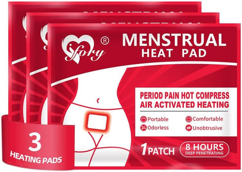 Heat Patches for Menstrual Cramp Relief, Adhesive Heating Patches for Period Cramps, Travel Size Heat Pads (3 Packs)