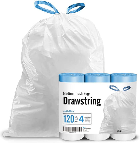Charmount 4 Gallon Trash Bag, Drawstring Small Trash Bags for Bathroom, Kitchen, Office, 120 Count