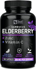 Zeal Naturals Max Strength Elderberry Capsules + Zinc + Vitamin C, 500mg for Immune System Support, 100 Count