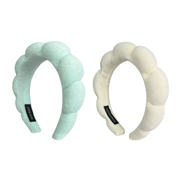 2 Pack Sponge Spa Makeup Headband - Puffy Skincare Headband for Women for Face Washing and Makeup Removal