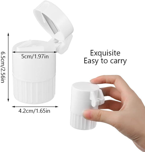Pill Cutter and Grinder, 4 in 1 Multifunctional Pill Organizer, Travel Pill Dispenser for Kid Men Women Elderly (White)