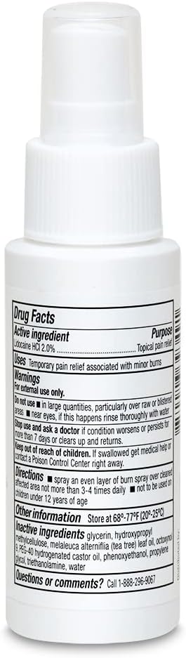 Globe Burn Spray, Lidocaine 2%. Topical Anesthetic Pain Relief and Numbing 2 oz Spray Bottle