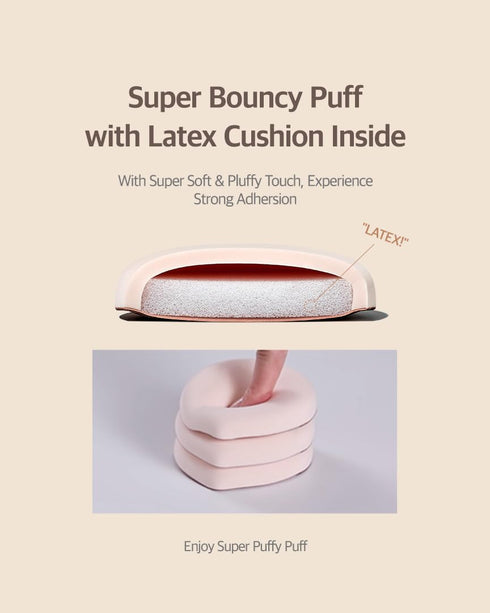 PangPang Korean Makeup Sponge Puff, 2.2 Inch Fluffy Cushion Puff for Foundation and Powder