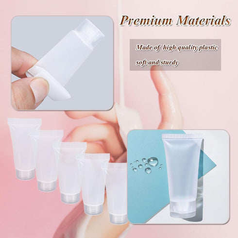 OIIKI 10PCS Refillable Travel Tubes, 5ml Empty Clear Plastic Squeeze Bottles for Facial Cleanser and Lotion