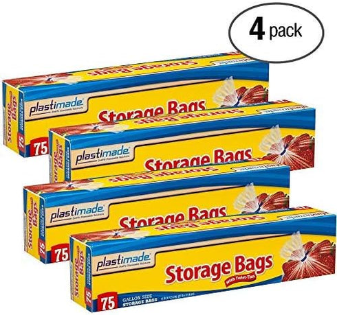 Disposable Plastic Storage Bags with Original Twist Tie, 1 Gallon Size, 300 Bags for Home, Office, Vacation, Snacks