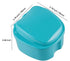 Denture Bath Case | Cup Box Holder Storage Soak Container with Strainer Basket for Travel Cleaning (Light Blue)