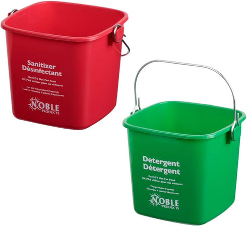 KP97RDNBL/KP97GNNBL Square Pail for Cleaning, 3quart, Small, Red and Green, Set of 2