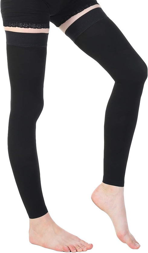Ztl Thigh High Compression Stockings, 30-40 mmHg, Footless for Women and Men