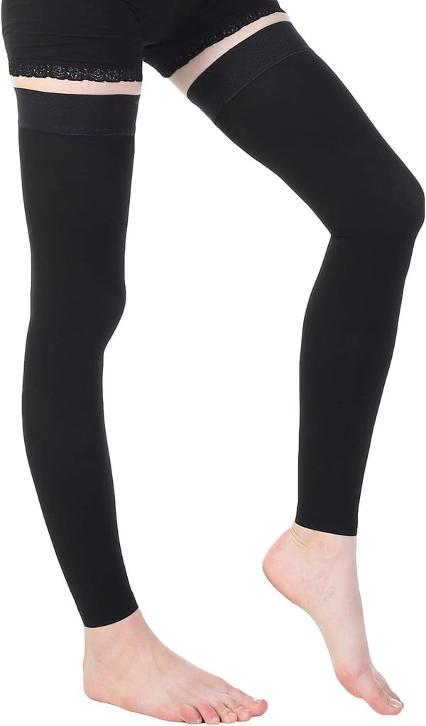Ztl Thigh High Compression Stockings, 30-40 mmHg, Footless for Women and Men