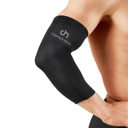 COPPER HEAL Elbow Compression Sleeve - Recovery Brace with Highest Copper Infused Content for Sore Muscles & Joints