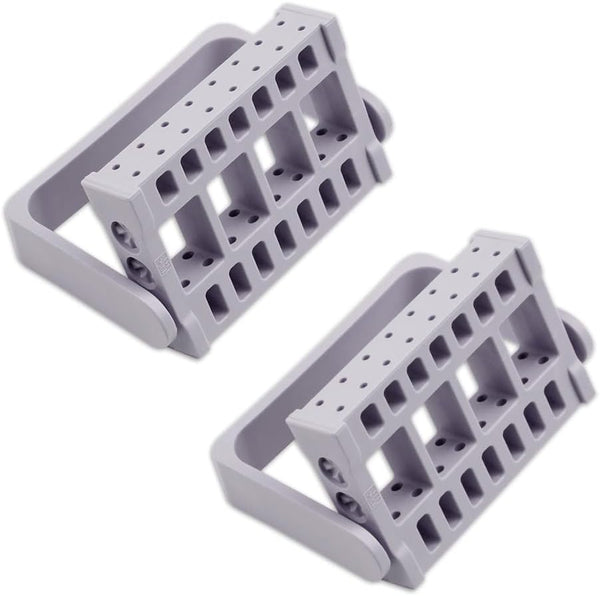 KOOBOOK 2Pcs 16 Holes Acrylic Nail Art Drill Bit Holder, Exhibition Stand Organizer (Gray)