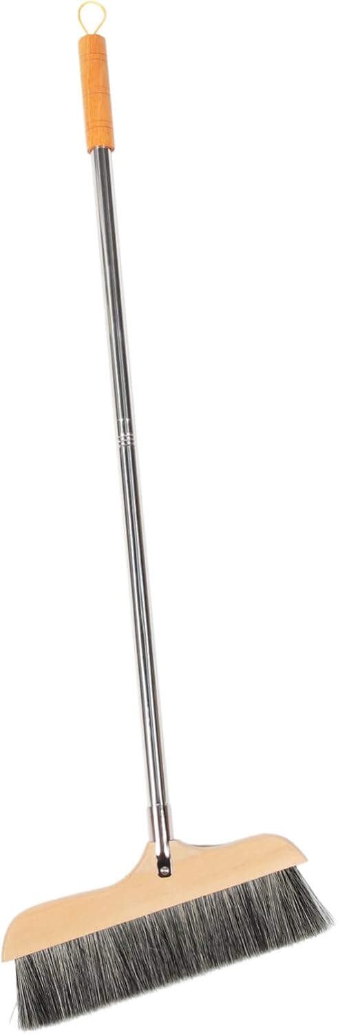 Outdoor Broom for Floor Cleaning: 35 Inch Soft Bristle Broom for Indoor and Outdoor Use, Black