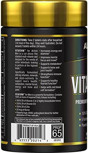 ALLMAX Nutrition Vitaform Multi-Vitamin for Men, 60 Tablets (Pack of 1)