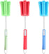 3 Pack Soft Foam Sponge Cleaning Brush Set, Adjustable Long Plastic Handle, Bottle Scrubber for Home Kitchen