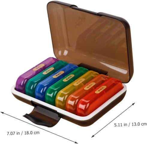 MALUGOGO 7-Day Weekly Pill Organizer Box, Multi-Grid Portable Medicine Case with Colorful Compartments and Reminder