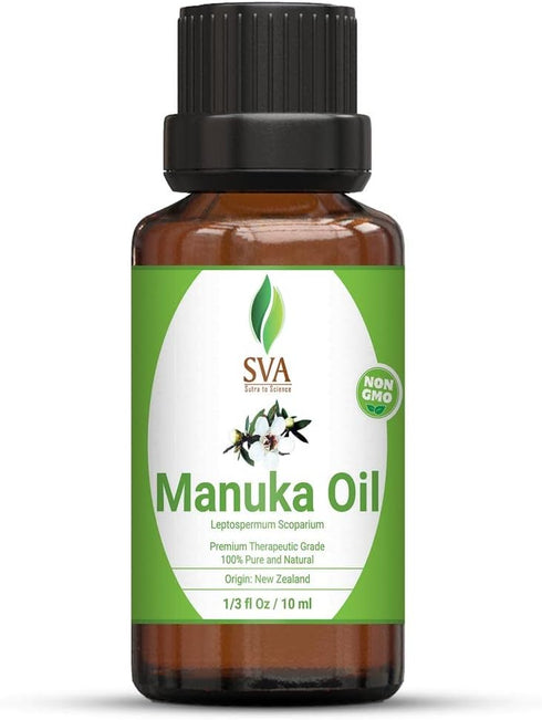 SVA Organics 10 ml Manuka Essential Oil, Pure Natural Undiluted Oil for Skin, Face, Nails, Body Care & Aromatherapy