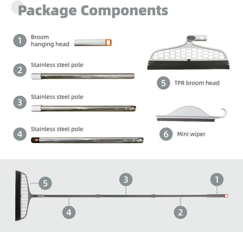 PLLITH 4 1 Upgraded Magic Broom, in Sweeper Pet Hair Remover with a Mini Squeegee, Easily Cleans The Floor Surface