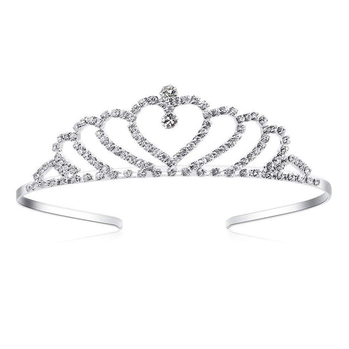 Lovelyshop Girls Heart Rhinestone Tiara Crown for Birthday, Wedding, Prom Princess Party