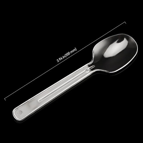 200 Pack 4 Inch Clear Plastic Spoons, Mini Dessert Spoons, Transparent Small Plastic Teaspoon Tableware for Kitchen, Party, Dessert Station