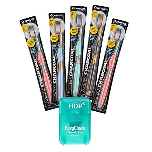 Euro-Tech Toothbrush Pack of 5 with Bonus Charcoal Type