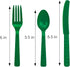 DecorRack Green Plastic Cutlery Set, 96 Piece Bulk Heavy Duty Utensils for Parties