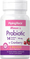 Piping Rock Probiotic with Cranberry for Women | 90 Capsules | 14 Probiotic Strains | Vegetarian, Non-GMO, Gluten Free
