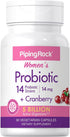 Piping Rock Probiotic with Cranberry for Women | 90 Capsules | 14 Probiotic Strains | Vegetarian, Non-GMO, Gluten Free