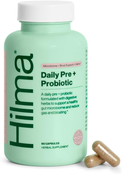 Hilma Daily Pre + Probiotic + Herbs - 60 Vegan Capsules, Support Gut Health with Prebiotics and Probiotics