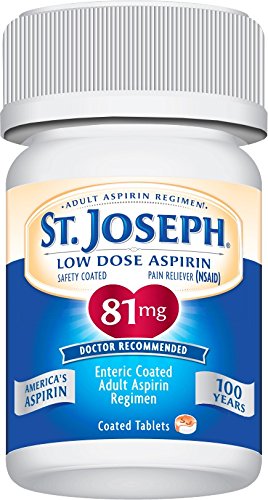St. Joseph Aspirin Pain Reliever (NSAID) 81mg, Enteric Safety Coated, Adult Low Dose Regimen, 36 ct