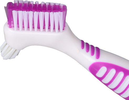 False Teeth Cleaning Brush, Double Sided Portable Denture Toothbrush for Hard Care Cleaning