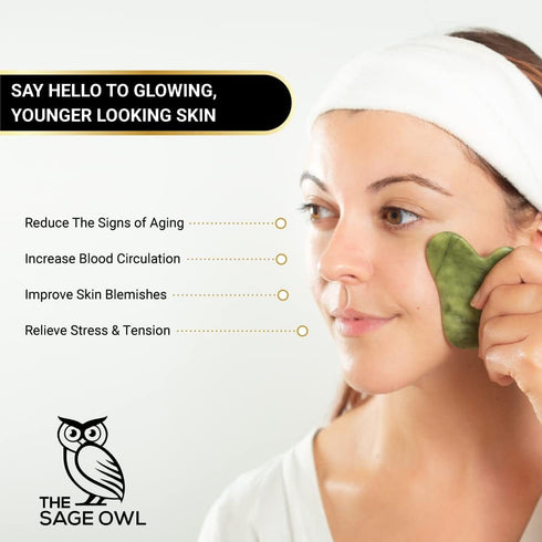 Sage Owl Gua Sha Face Massager Tool, Neck and Jawline Sculptor for Daily Skin Care Routine, Anti-Aging Tool