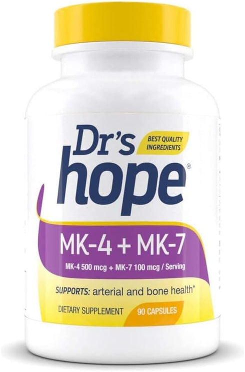 Vitamin K2-90 Capsules with 500 mcg MK4 + 100 mcg MK7 | Bone and General Health Support | High-Potency K-2 Vitamins