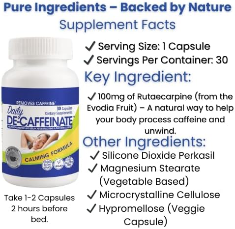 Daily De-Caffeinate: Potent Caffeine Eliminator, Natural Acting Non-Addictive Reducer for Coffee Lovers