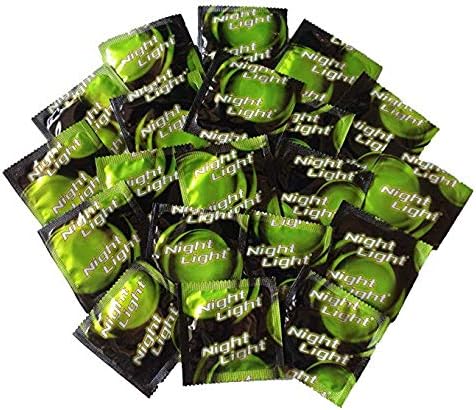 Night-Light Night Light with Silver Lunamax Pocket Case, Glow-in-The-Dark Latex Condoms -24 Count
