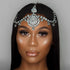Xerling Bridal Headpiece for Wedding, Silver Zircon Crystal Dangling Tassel Hair Chain Clip-on Accessories