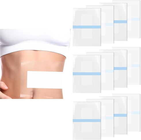 Sndperiexam 12 Pcs White Castor Oil Pack Wrap, 4.33Inches Self-Adhesive Castor Oil Patches
