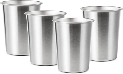 4Pack 6oz Small Stainless Steel Cups, BPA Free Healthy Metal Drinking Glasses for Kids (Silver, 170ml/6oz)