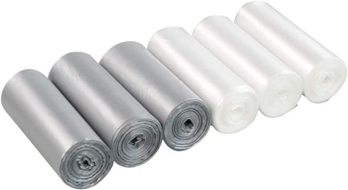 1.5 Gallon Small Trash Can Liners, Clear and Grey Plastic Garbage Bags, 150 Counts (6 Rolls)