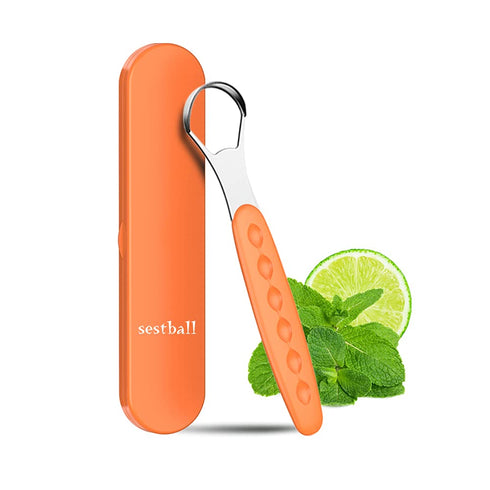 Tongue Scraper Cleaner for Adults & Kids, Medical Grade Metal Brushes Set for Fresh Breath, Orange