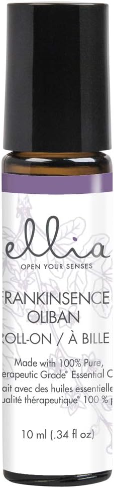 Ellia Frankincense Essential Oil Roll-On, 10ml, 100% Pure, Therapeutic Grade, Clear