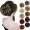 MORICA 1PCS Messy Hair Bun Extension, Curly Wavy Synthetic Chignon Hairpieces for Women (Dark Brown & Ash Blonde)