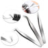 Quewel Eyelash Extension Tweezers Set, Curved and Straight Stainless Steel Applicator Tool, 3 Pcs (Silver, Mirrored)